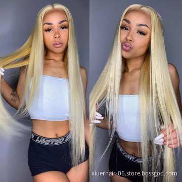 Highlighted Hd Transparent 613 30 40 Inch 100% Remy Unprocessed  Brazilian Human Hair Full Lace Wigs With Baby Hair